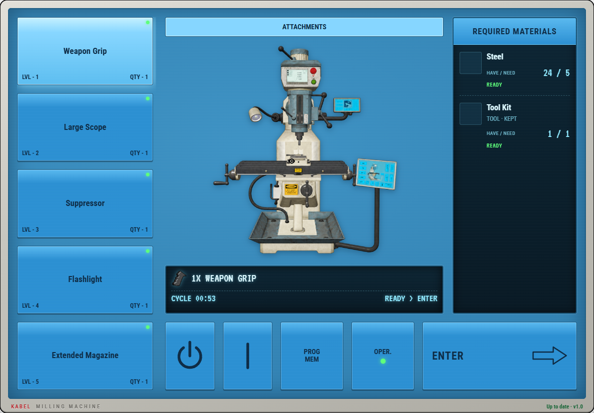 Attachment crafting table interface